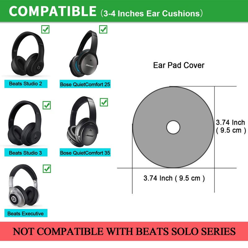 JARMOR Earpads Sweater Cover Protectors with Stretchable Knit Fabric for Beats Studio 3/2 Bose QC35 25 15 Headphones and Other Headsets with 3-4 Inch Ear Cushions [ 2 Pairs ] (Blue) - Image 2